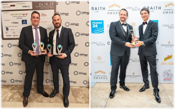 Ella Resorts: Γρηγόρης Ζοργιάνος Marketing Manager και Κώστας Σιδερής CEO &  Γιώργος Σταματίου Managing Director και Πάνος Αλμυράντης Chief Growth & Commercial Officer