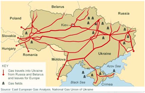 ​​Εικόνα 1 Οι  αγωγοί μεταφοράς φυσικού αερίου στο έδαφος της Ουκρανίας
