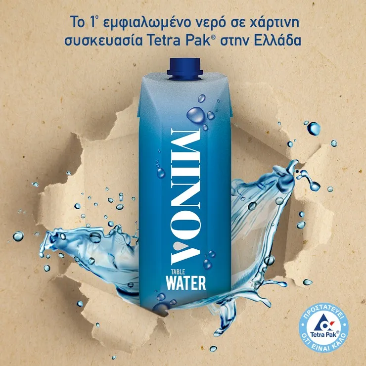 ΜΙΝΟΑ, το πρώτο εμφιαλωμένο νερό σε χάρτινη συσκευασία Tetra Pak