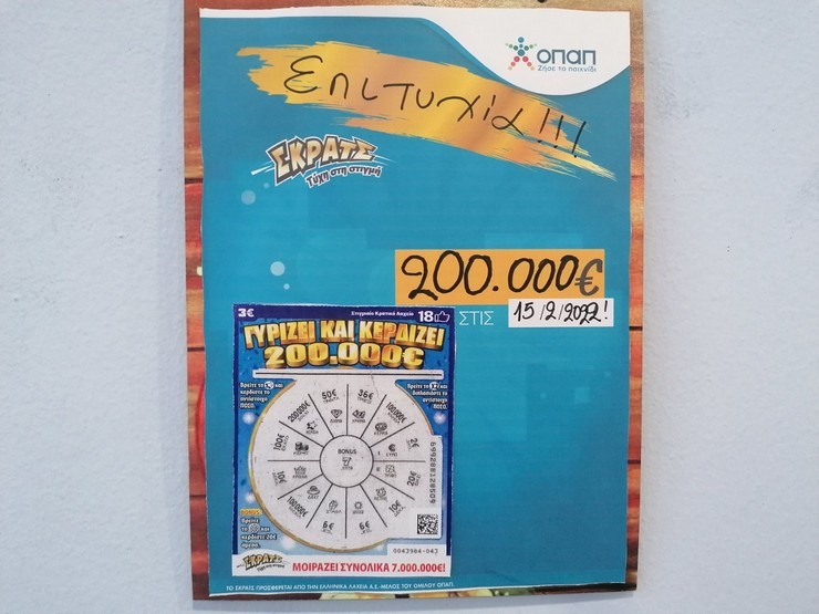 Σκρατς: «Γύρισε και κέρδισε» 200.000 ευρώ σε ακριτικό πρακτορείο ΟΠΑΠ |  Sofokleousin.gr