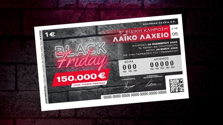 Το Λαϊκό Λαχείο στον ρυθμό της Black Friday: Μοιράζει μέχρι και 150.000 ευρώ