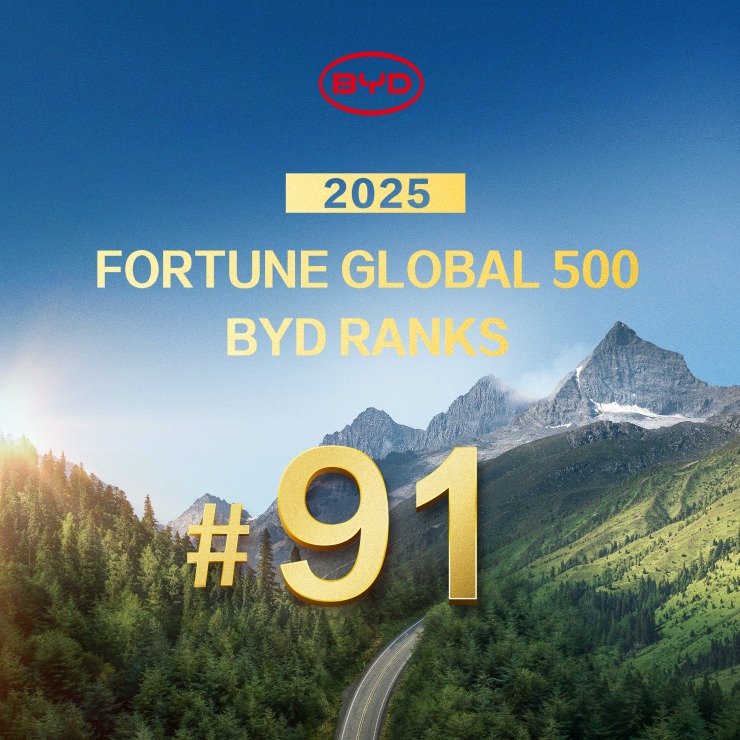 Η BYD στη θέση Νο. 91 στη λίστα Fortune Global 500 του 2025